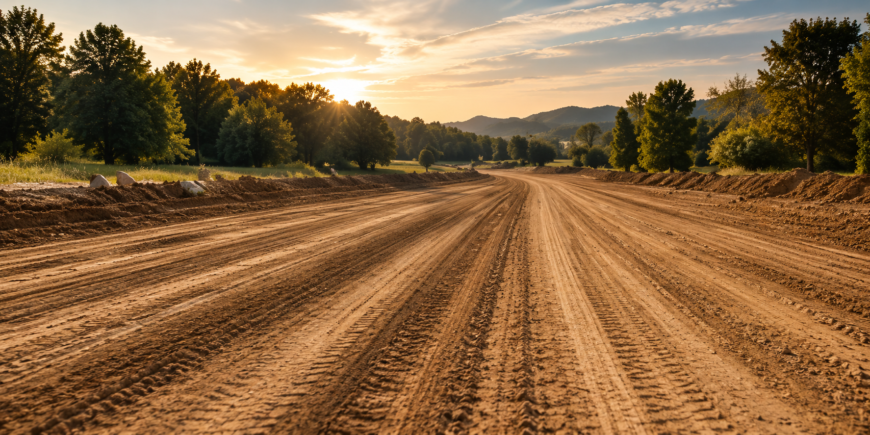 Freshly graded ground prepared for construction